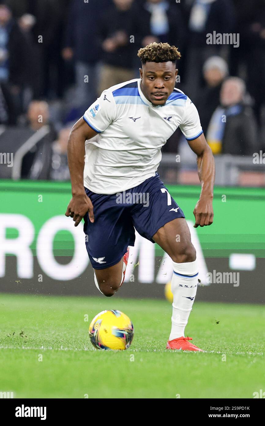 Lazio's English midfielder Fisayo Dele-Bashiru controls the ball during ...