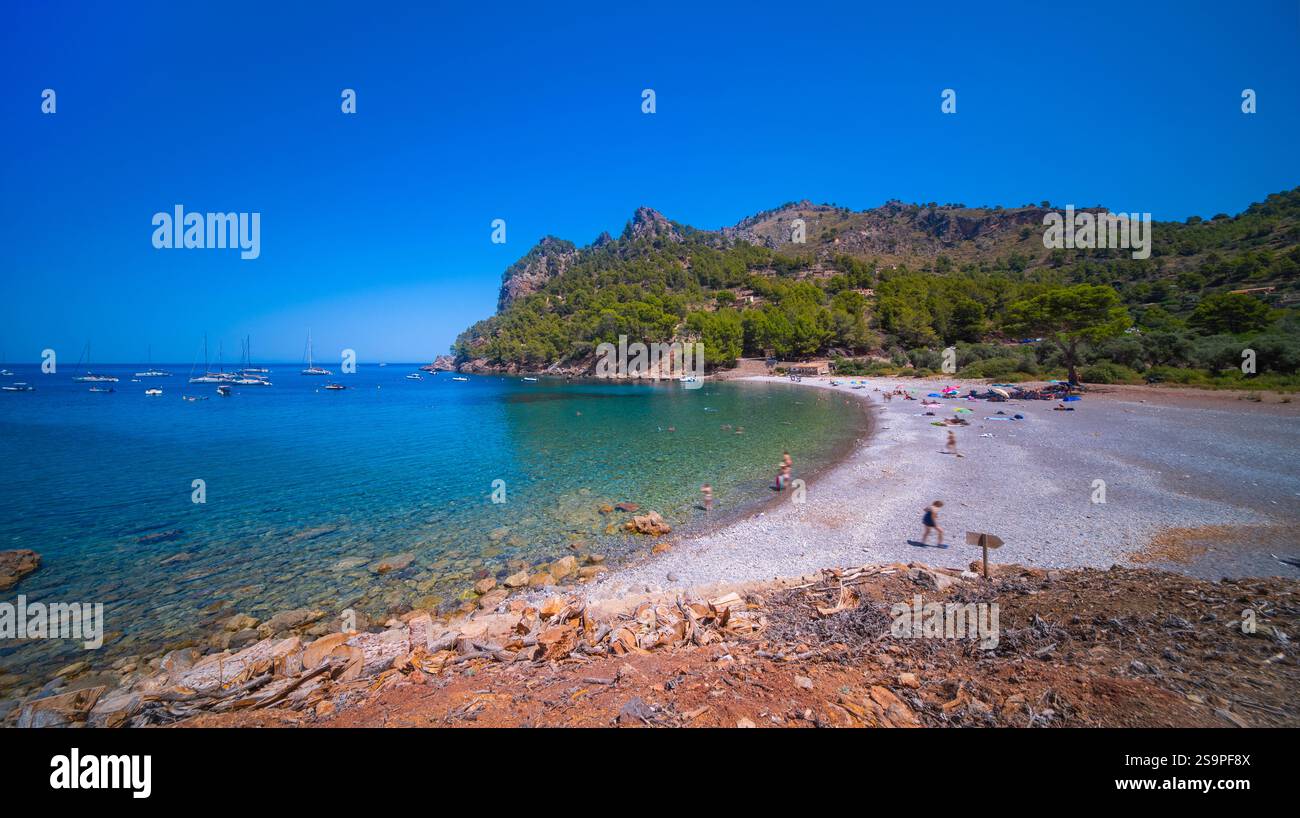 Cala Tuent, Escorca, Mediterranean Sea, Paraje Natural de la Sierra de Tramuntana, UNESCO World Heritage Site, Mallorca, Islas Baleares, Spain, Europe Stock Photo