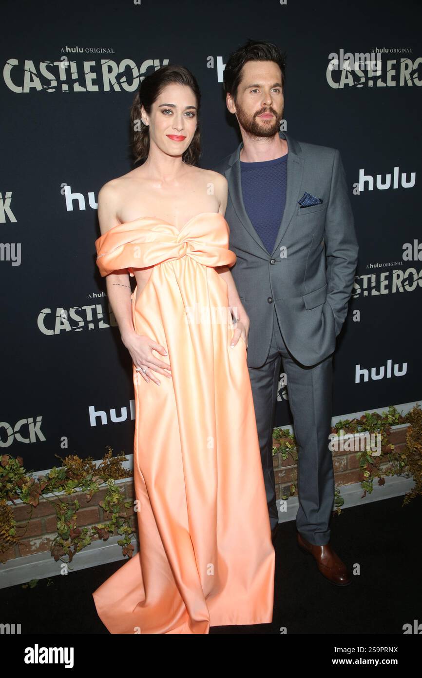 Lizzy Caplan and Tom Riley at the 'Castle Rock' TV Show, Season 2 premiere, AMC Sunset 5, Los Angeles, USA - 14 Oct 2019 Stock Photo