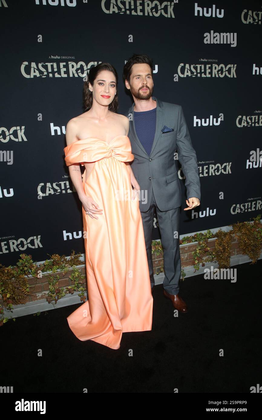 Lizzy Caplan and Tom Riley at the 'Castle Rock' TV Show, Season 2 premiere, AMC Sunset 5, Los Angeles, USA - 14 Oct 2019 Stock Photo