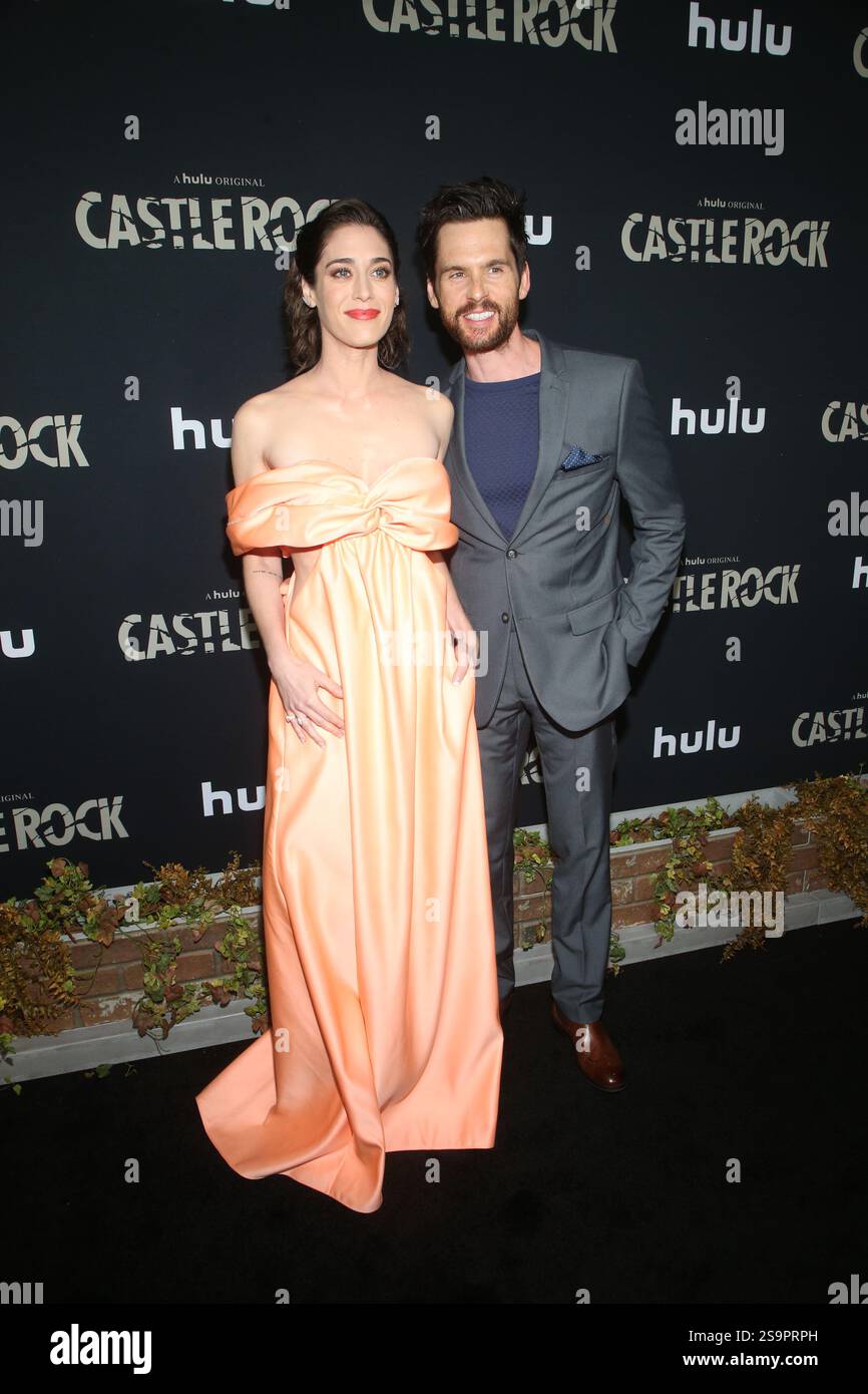 Lizzy Caplan and Tom Riley at the 'Castle Rock' TV Show, Season 2 premiere, AMC Sunset 5, Los Angeles, USA - 14 Oct 2019 Stock Photo