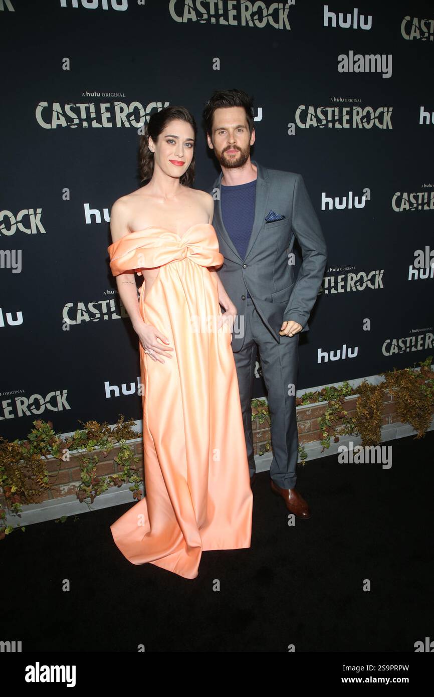 Lizzy Caplan and Tom Riley at the 'Castle Rock' TV Show, Season 2 premiere, AMC Sunset 5, Los Angeles, USA - 14 Oct 2019 Stock Photo