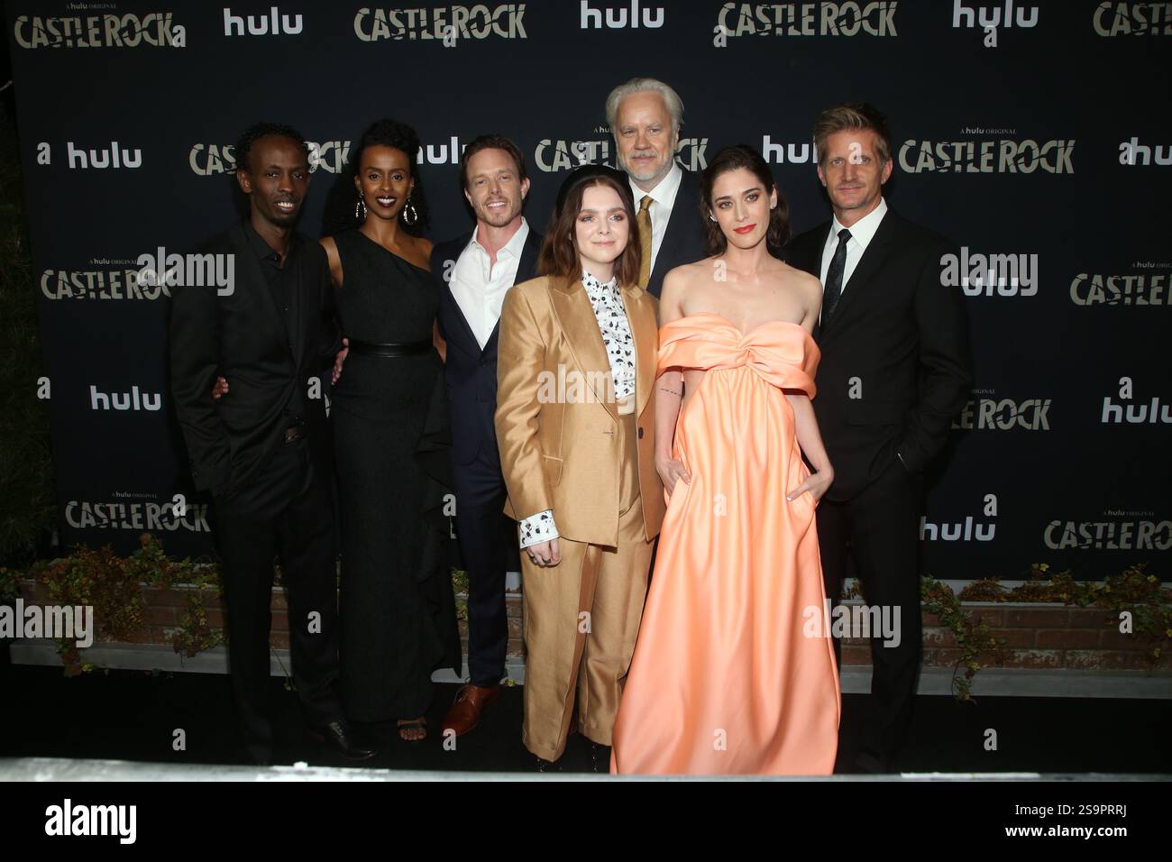 Barkhad Abdi, Yusra Warsama, Matthew Alan, Elsie Fisher, Lizzy Caplan, Tim Robbins, Paul Sparks at the 'Castle Rock' TV Show, Season 2 premiere, AMC Sunset 5, Los Angeles, USA - 14 Oct 2019 Stock Photo