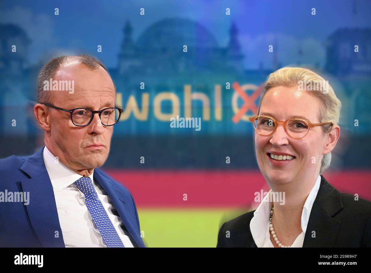FOTOMONTAGE: CDU Kanzlerkandidat Friedrich MERZ will ein TV Duell mit ...