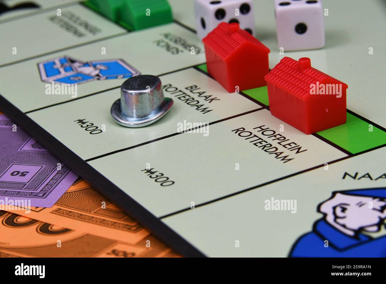 Den Helder, Netherlands. January 20, 2025. Close up of Monopoly, a popular board game. High ...