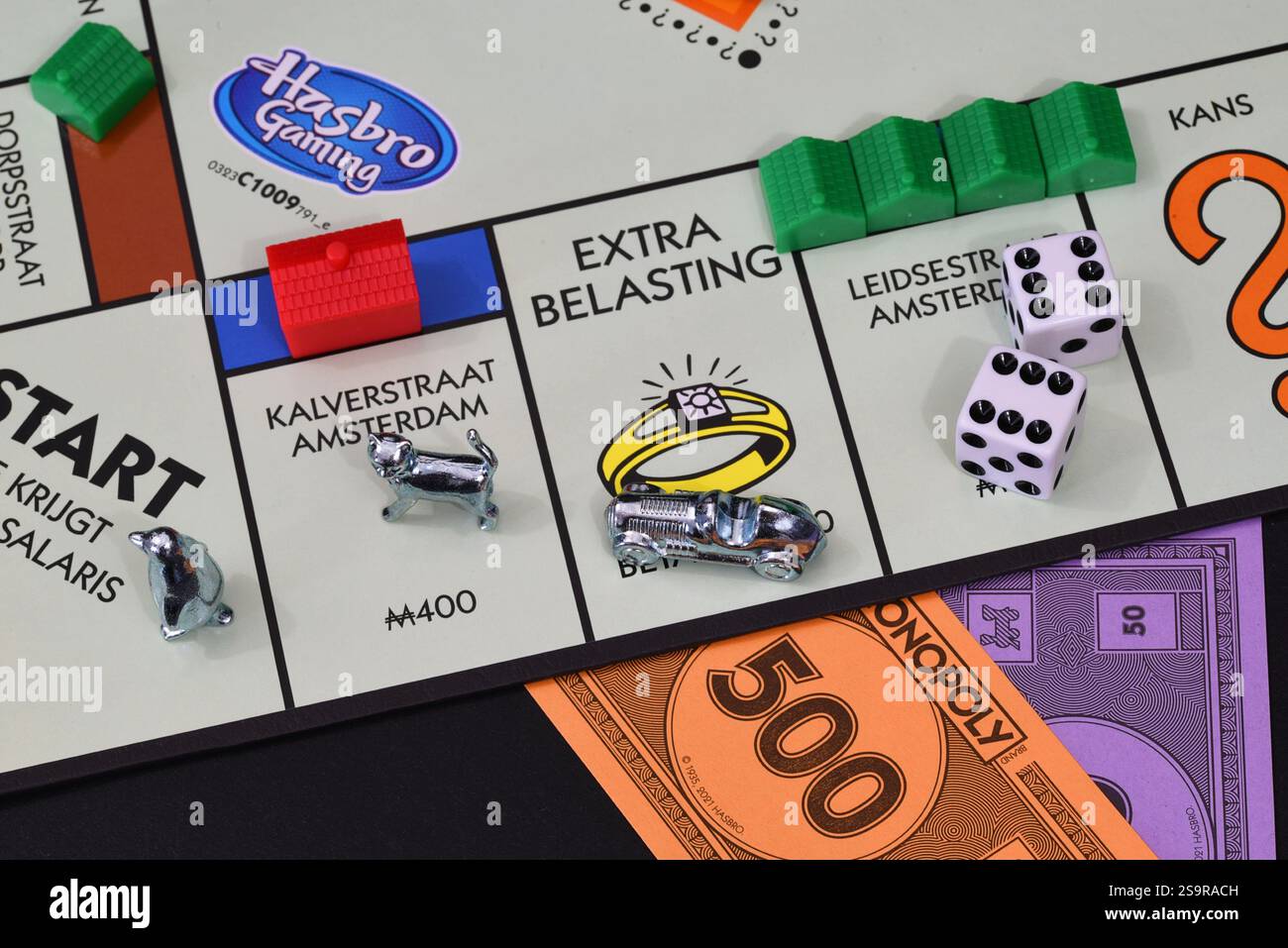 Den Helder, Netherlands. January 20, 2025. Close up of Monopoly, a ...