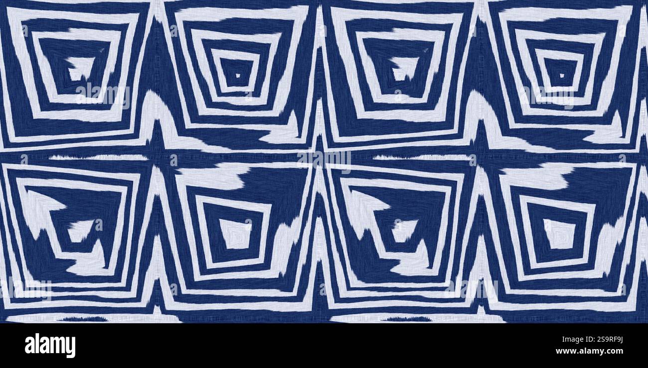 Geometric indigo shape seamless border. Irregular hand drawn batik ...