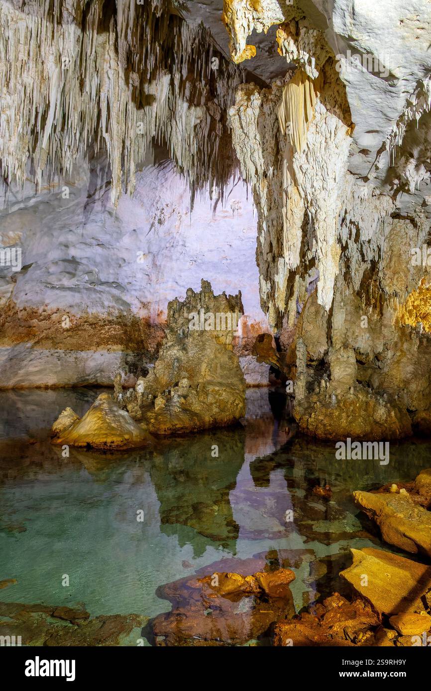 Interior of Bue Marino cave in the Gulf of Orosei, Sardinia island, Italy Stock Photo