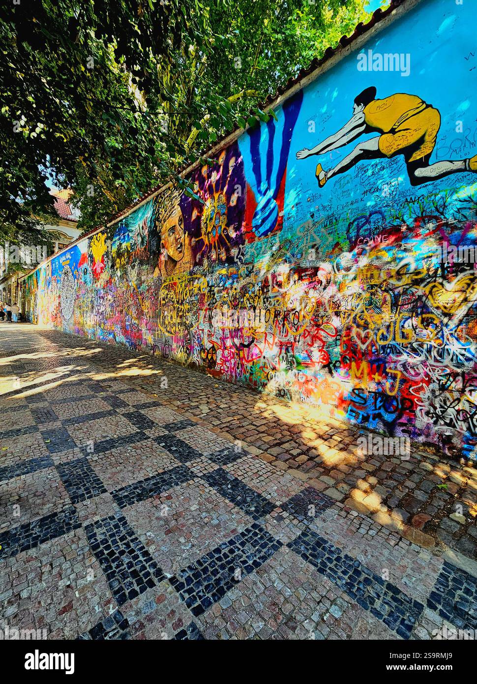 colorful John Lennon Wall in Prague (Czech Republic) - Smartphone Captured Stock Image