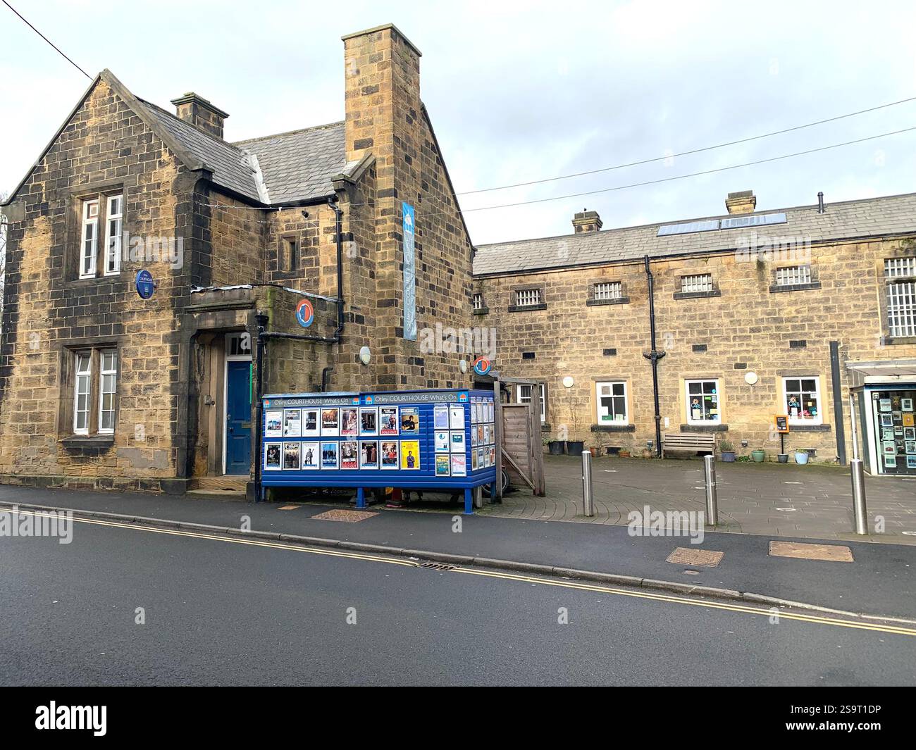 Otley Yorkshire town village place town street streets sign signs shop shops shopping shoppers life living  local pub Cromwell army history life - Smartphone Captured Stock Image
