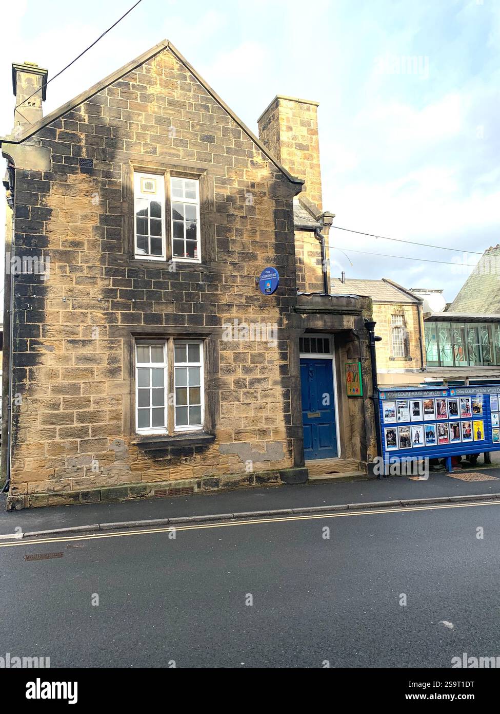 Otley Yorkshire town village place town street streets sign signs shop shops shopping shoppers life living  local pub Cromwell army history life - Smartphone Captured Stock Image