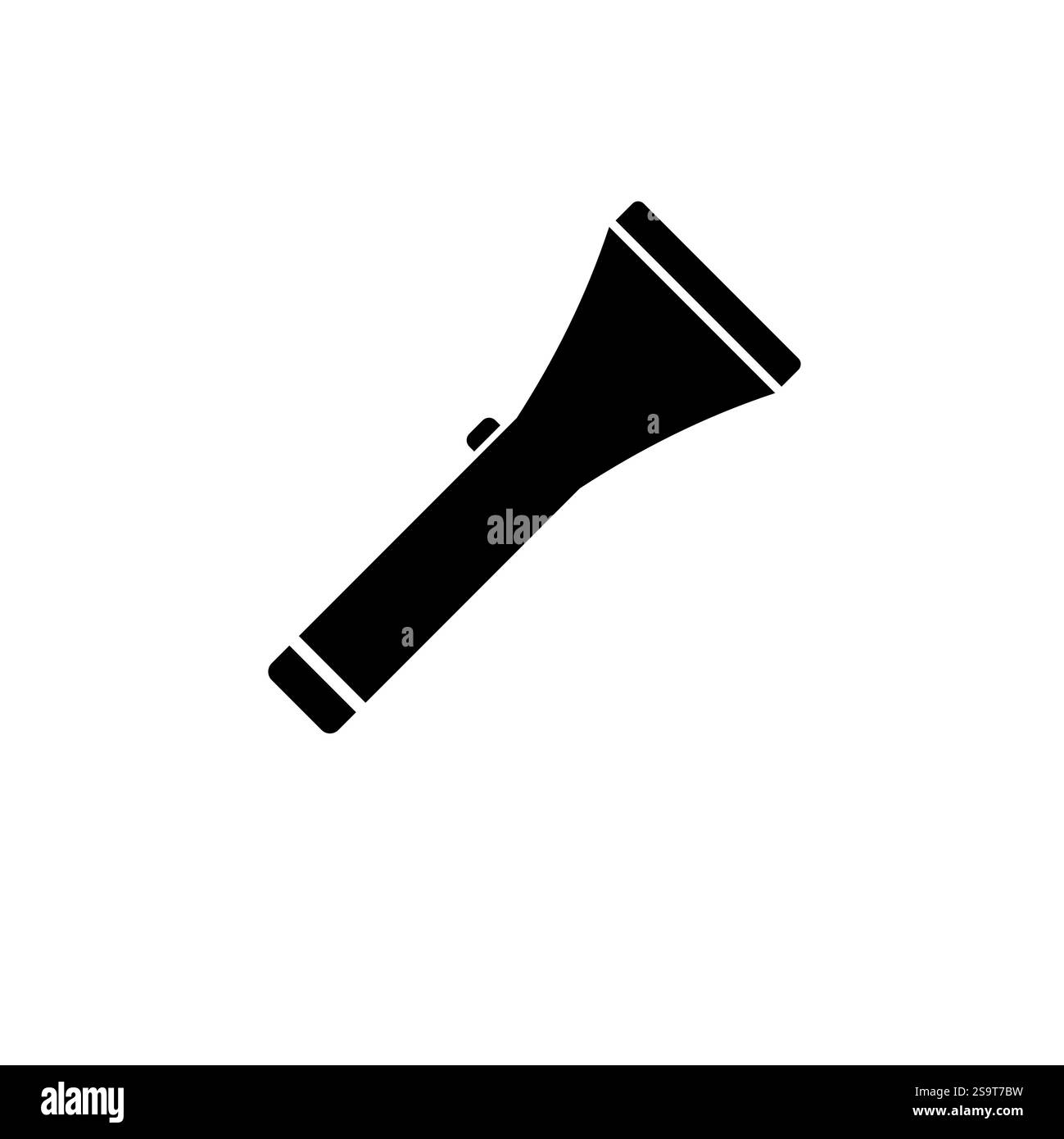 Hunter Flashlight Solid Flat Vector Icon Isolated on White Background. Stock Vector