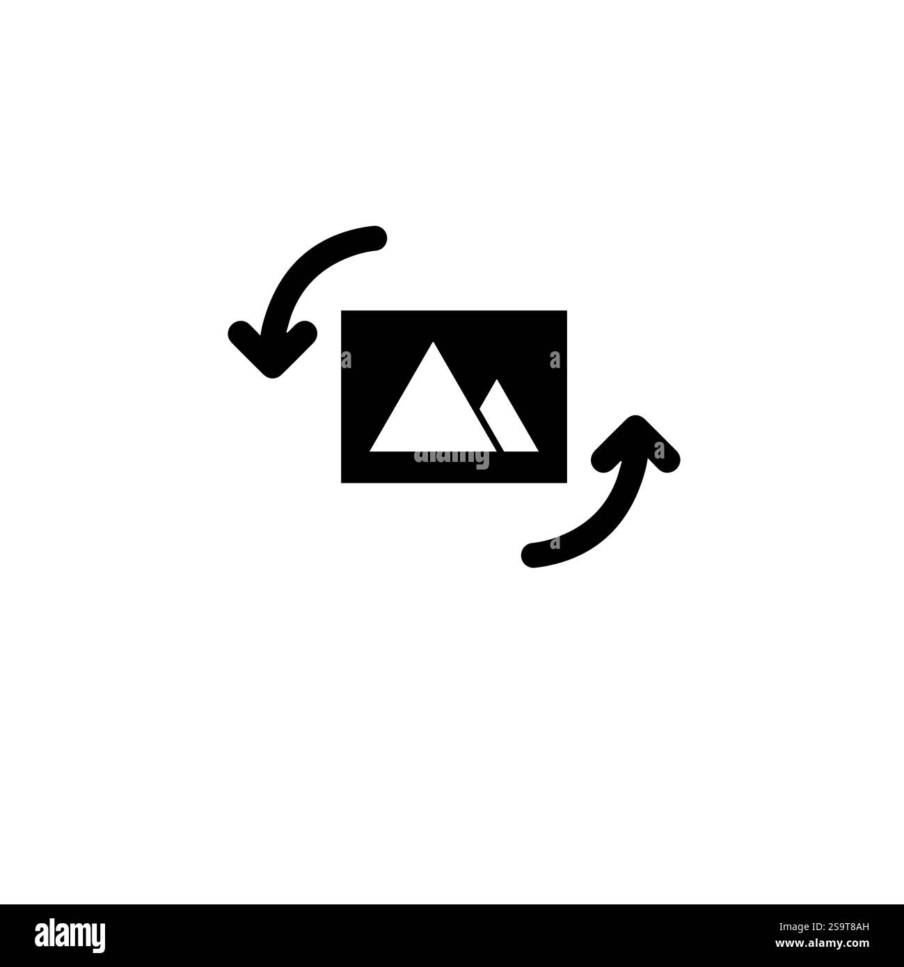 Image Rotation, Turn Photo Solid Flat Vector Icon Isolated on White Background. Stock Vector