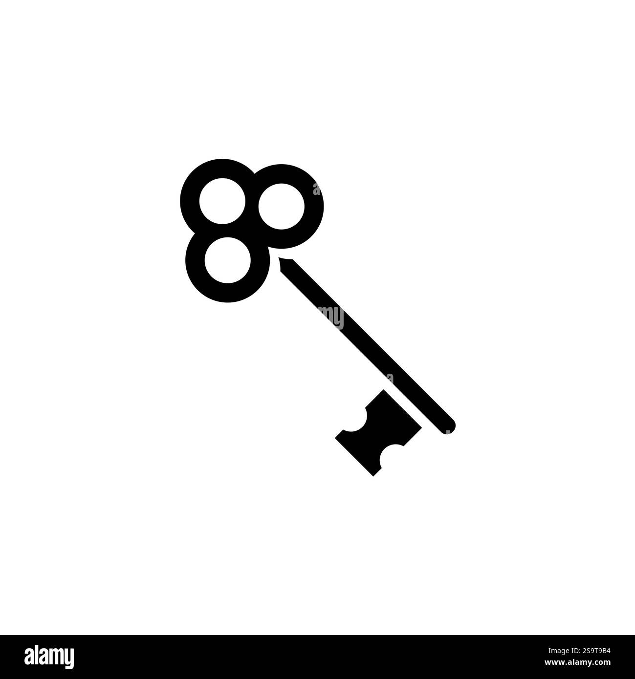 Medieval Antique Old Key Solid Flat Vector Icon Isolated on White Background. Stock Vector