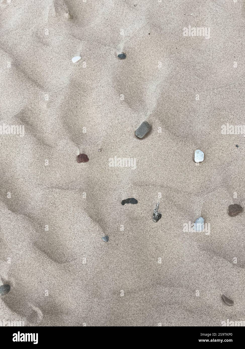 Dry sand with stones. Natural background. Stock Photo