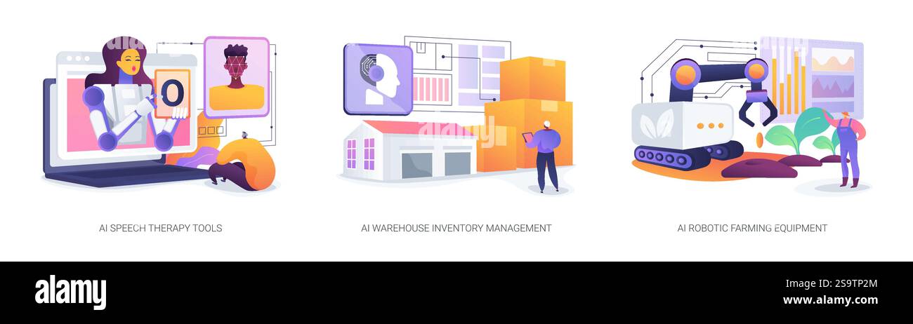 AI Revolutionizing Therapy and Industry abstract concept vector ...