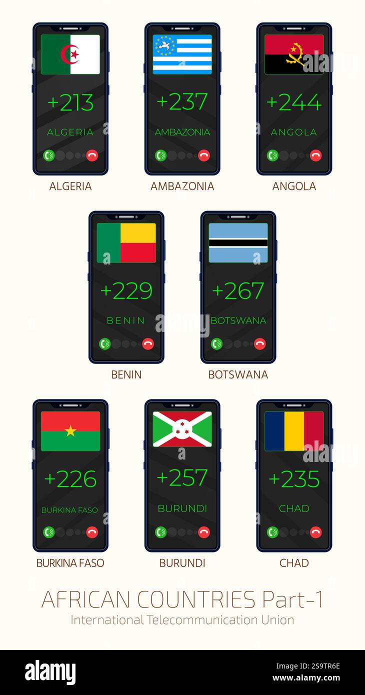Country Flags Code Bar Set of vector illustrations of international country codes and flags of ...