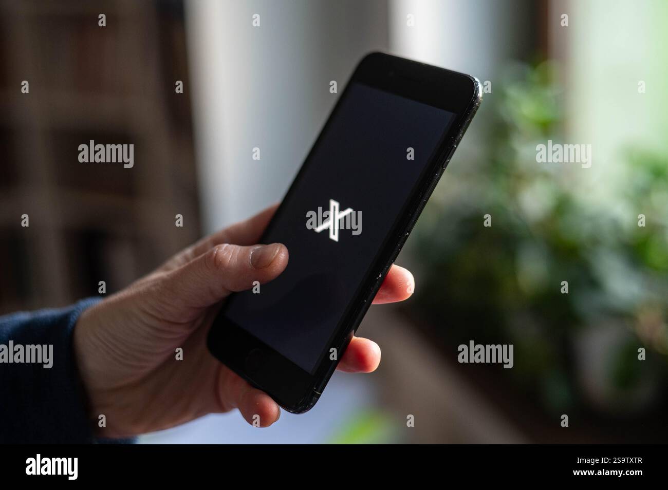 People Using X A man using X new twitter application on her smartphones Stock Photo ...