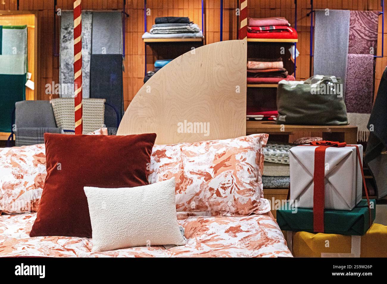 stylish sofa decorative pillows in the interior Stock Photo