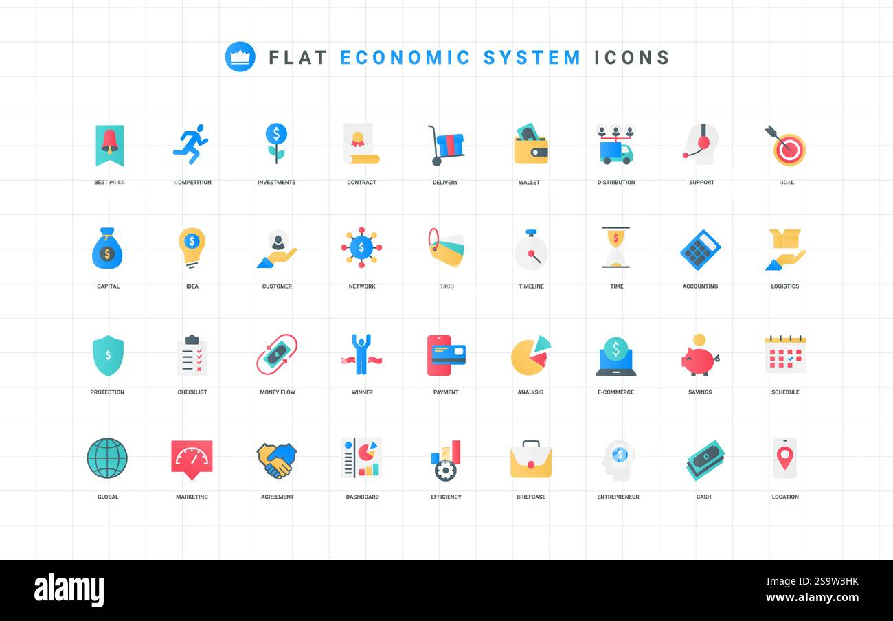 Economic system efficiency, financial investment, accounting color icon ...