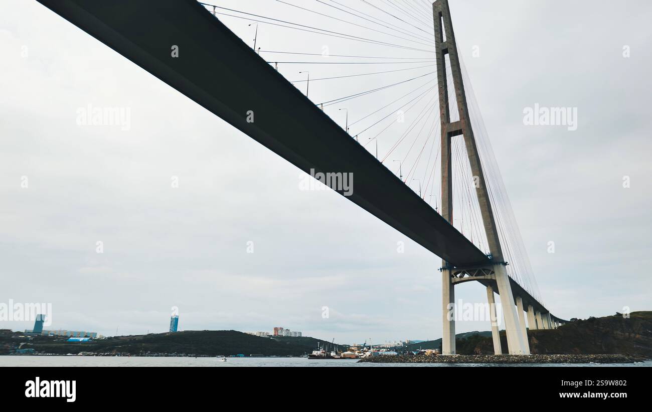 Russky bridge, a modern cable stayed structure, connects vladivostok to ...