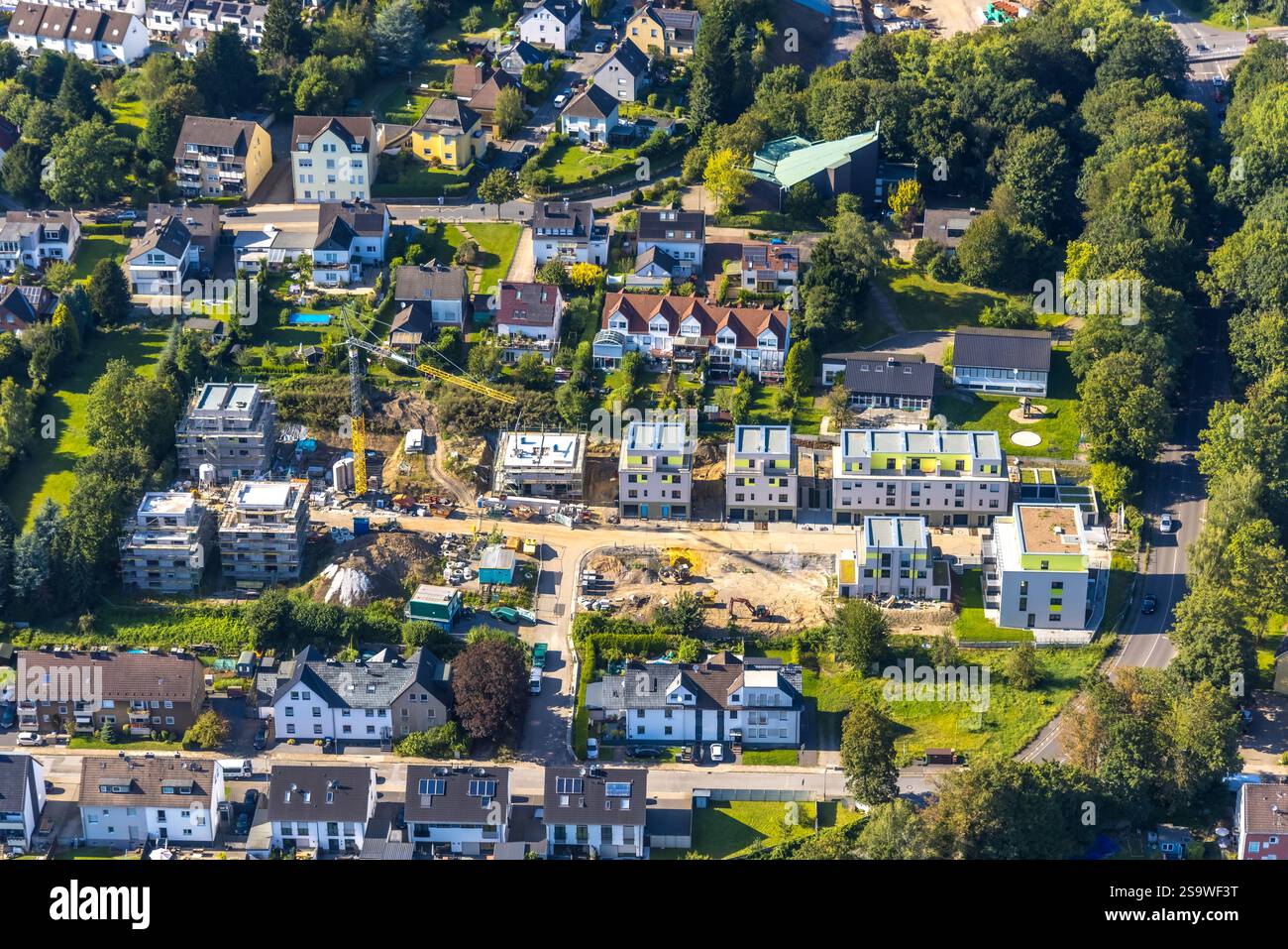  Aerial view, construction site of new housing estate Im Westenfeld Illustration 
