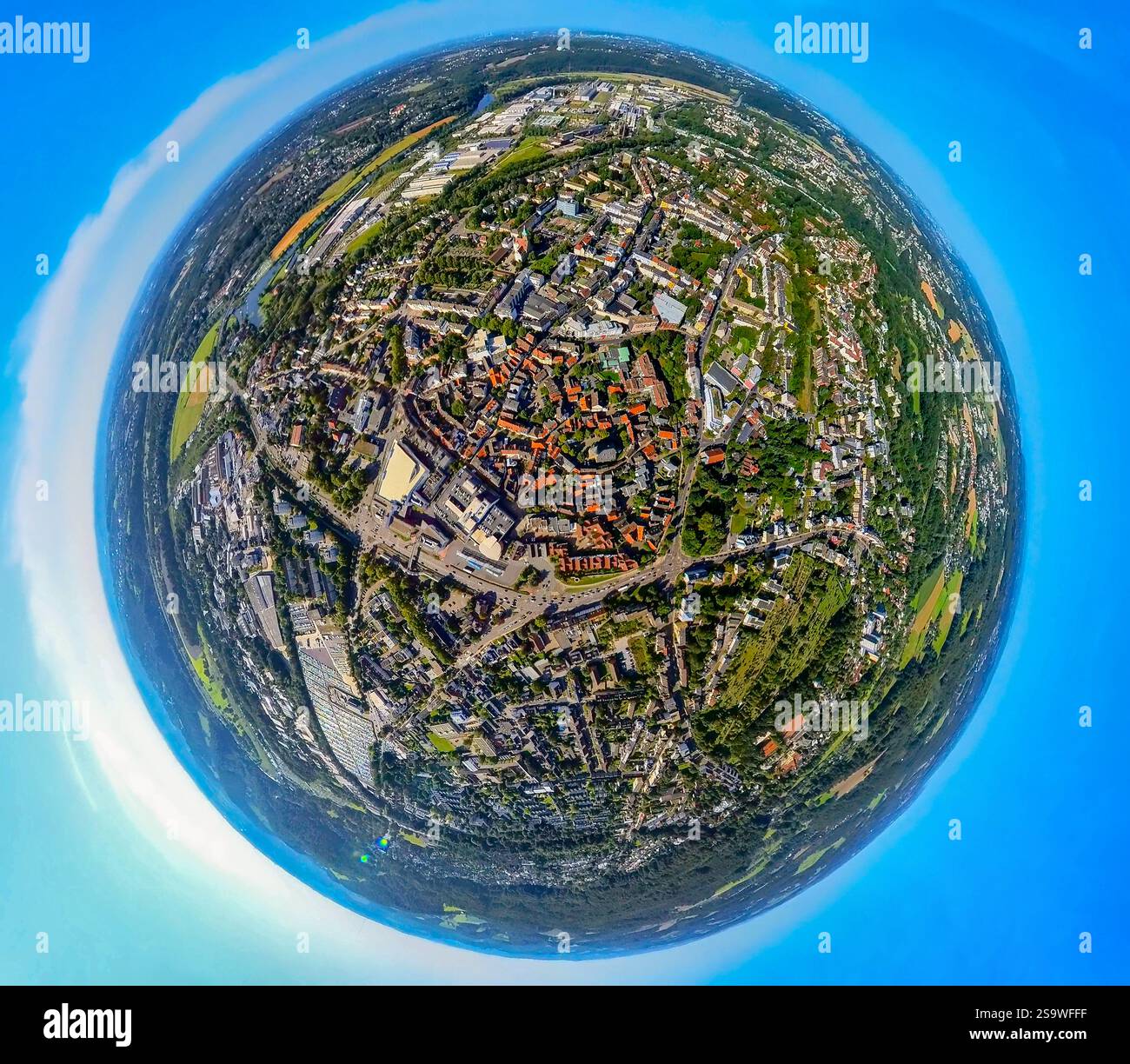 Aerial view, historic old town in the city center of Hattingen with St ...