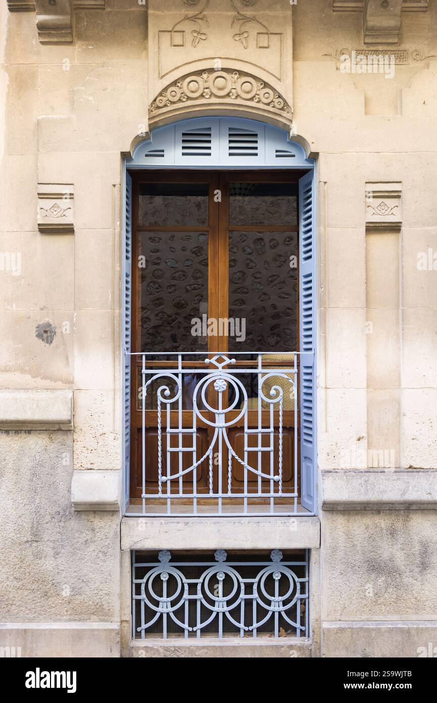 Ornate Window with Shutters and Iron Railing Stock Photo - Alamy