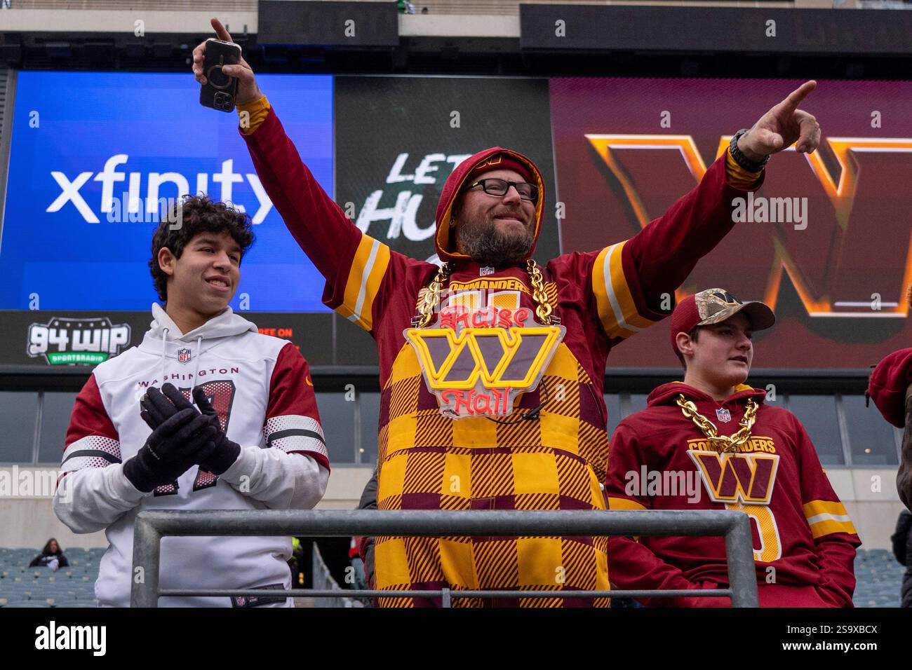 Washington Commanders fans cheer their team on during warm-ups prior to ...