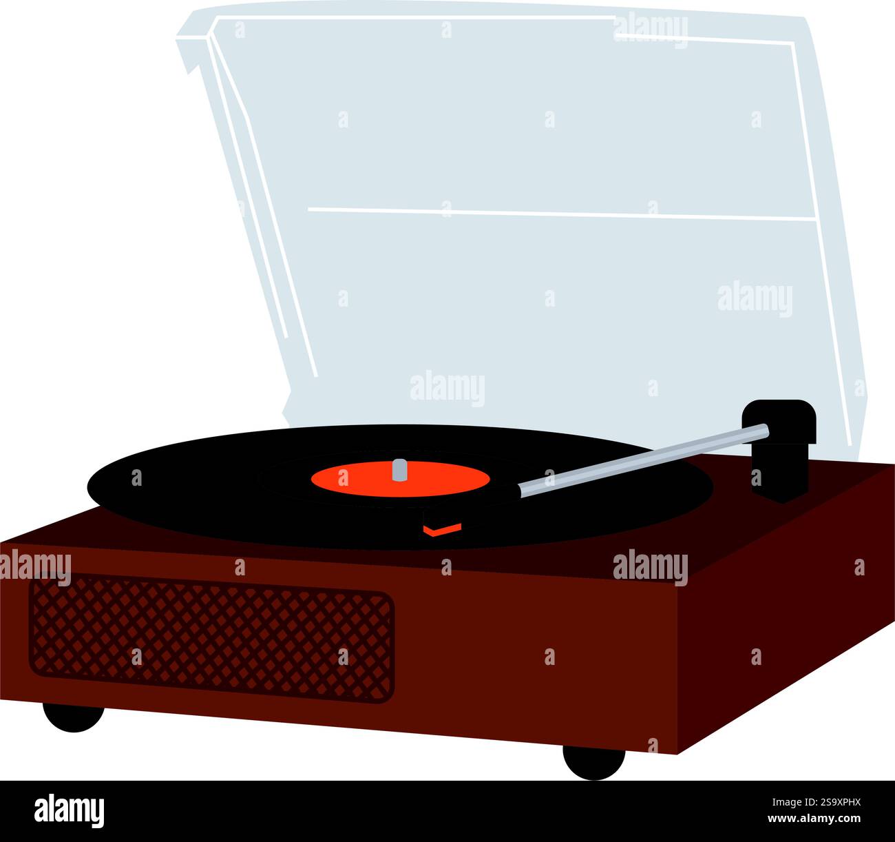 Turntable with vinyl record retro illustration Stock Vector Image & Art ...