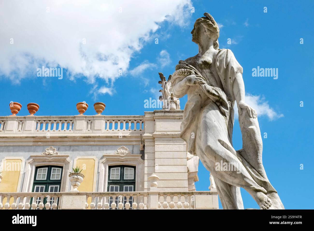 Lisbon, Portugal. Royal Palace. Exterior with statuary. Stock Photo
