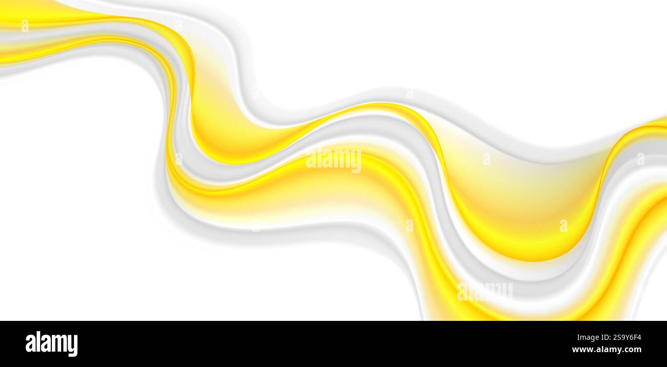 Vivid yellow and grey smooth fluid waves abstract elegant background. Vector design Stock Vector