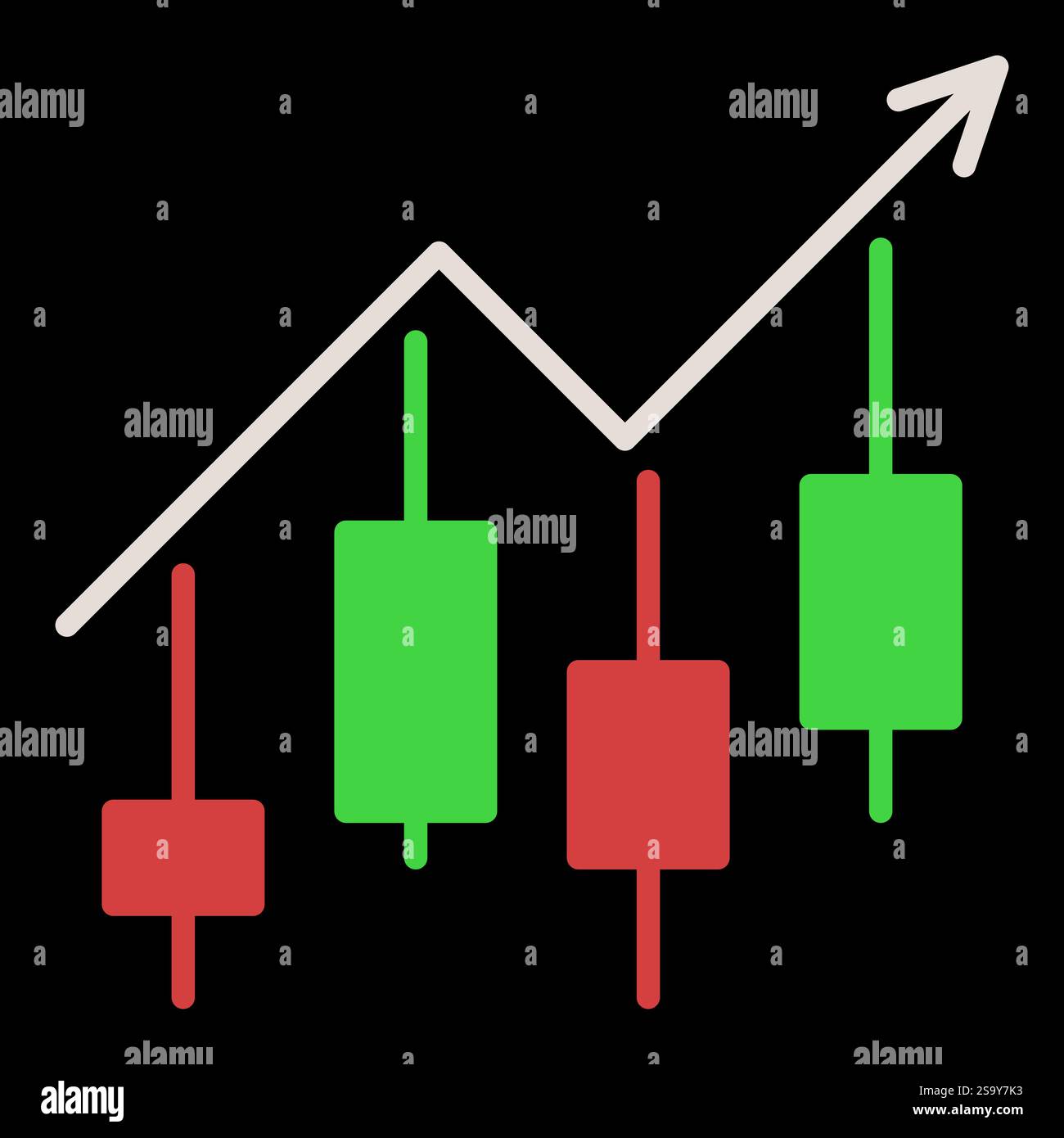 Arrow with Candlestick Chart vector Technical Analysis concept colored ...