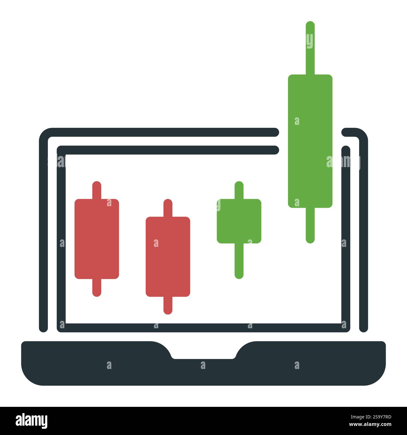Laptop Screen with Candlestick Pattern vector Margin Trading concept icon or symbol Stock Vector