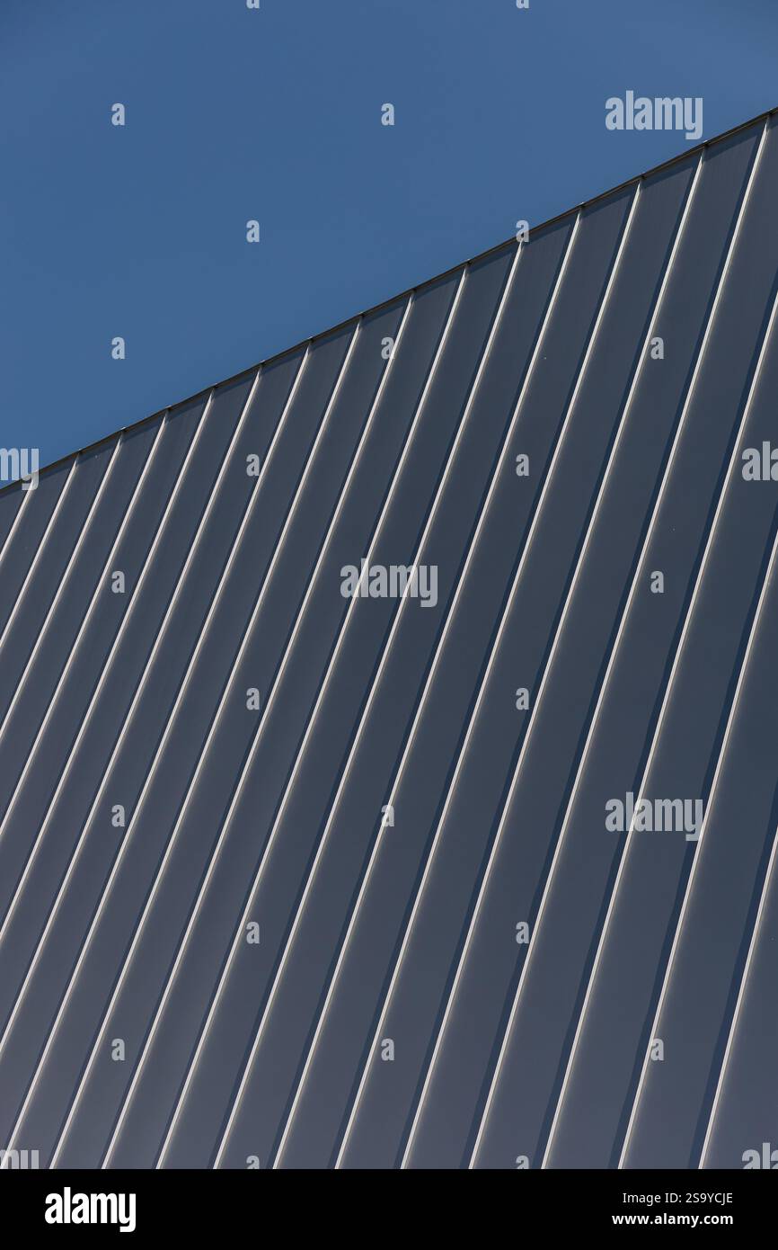 Contemporary diagonal metal roof. Abstract architectural patterns Stock Photo