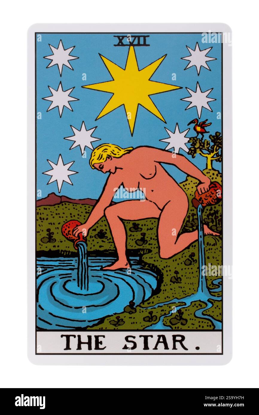 The star tarot card on white background Stock Photo