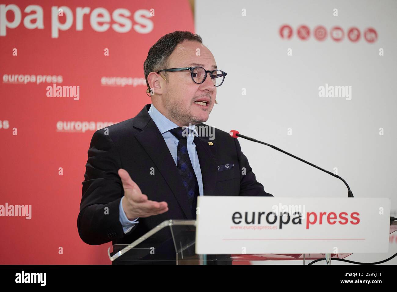 Andorra's Head of Government, Xavier Espot, speaks during a Europa ...