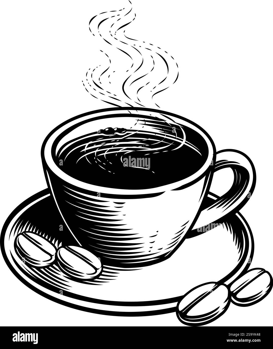 A Coffee Cup Mug and Coffee Beans Illustration Stock Vector Image & Art ...