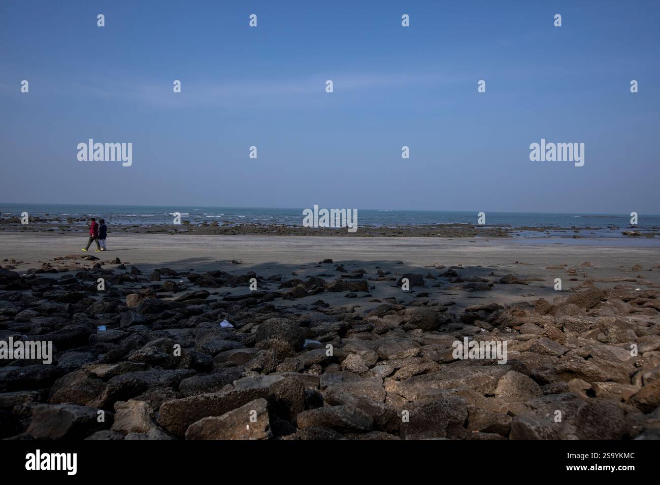 Tourists enjoying the beach at Saint Martin's Island, the only coral ...