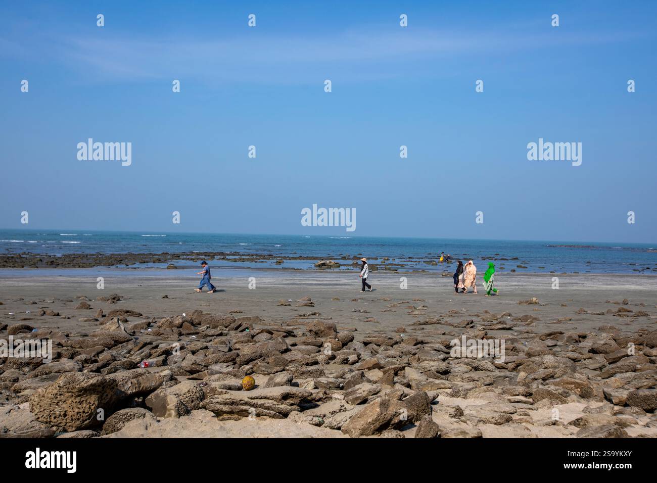 Tourists enjoying the beach at Saint Martin's Island, the only coral ...