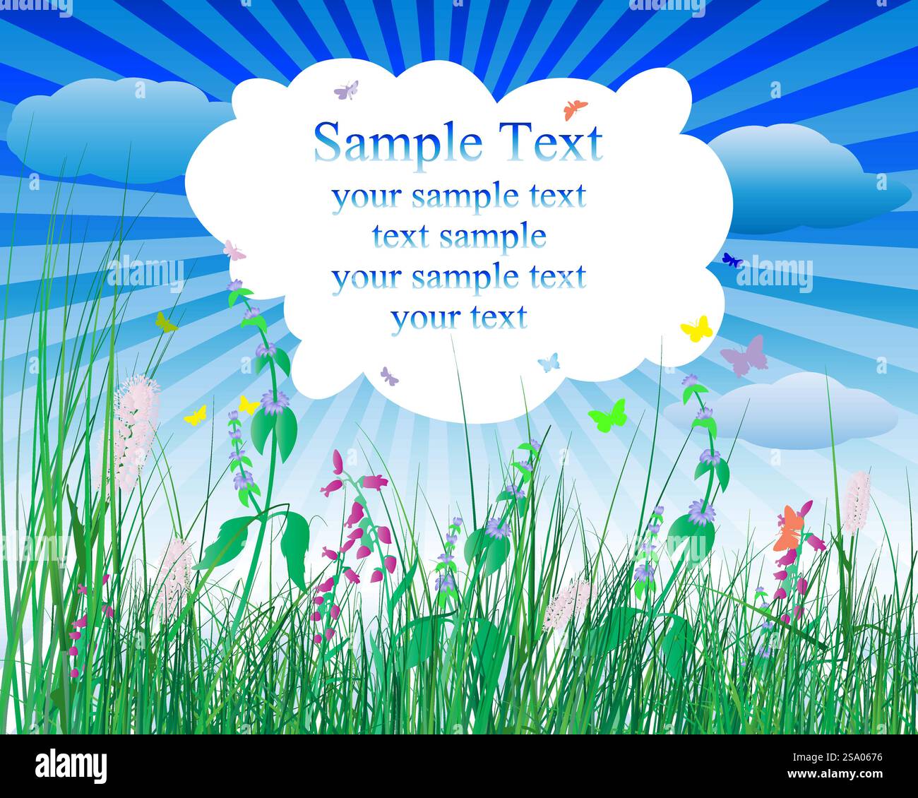 Vector illustration grass background with copy space Stock Vector