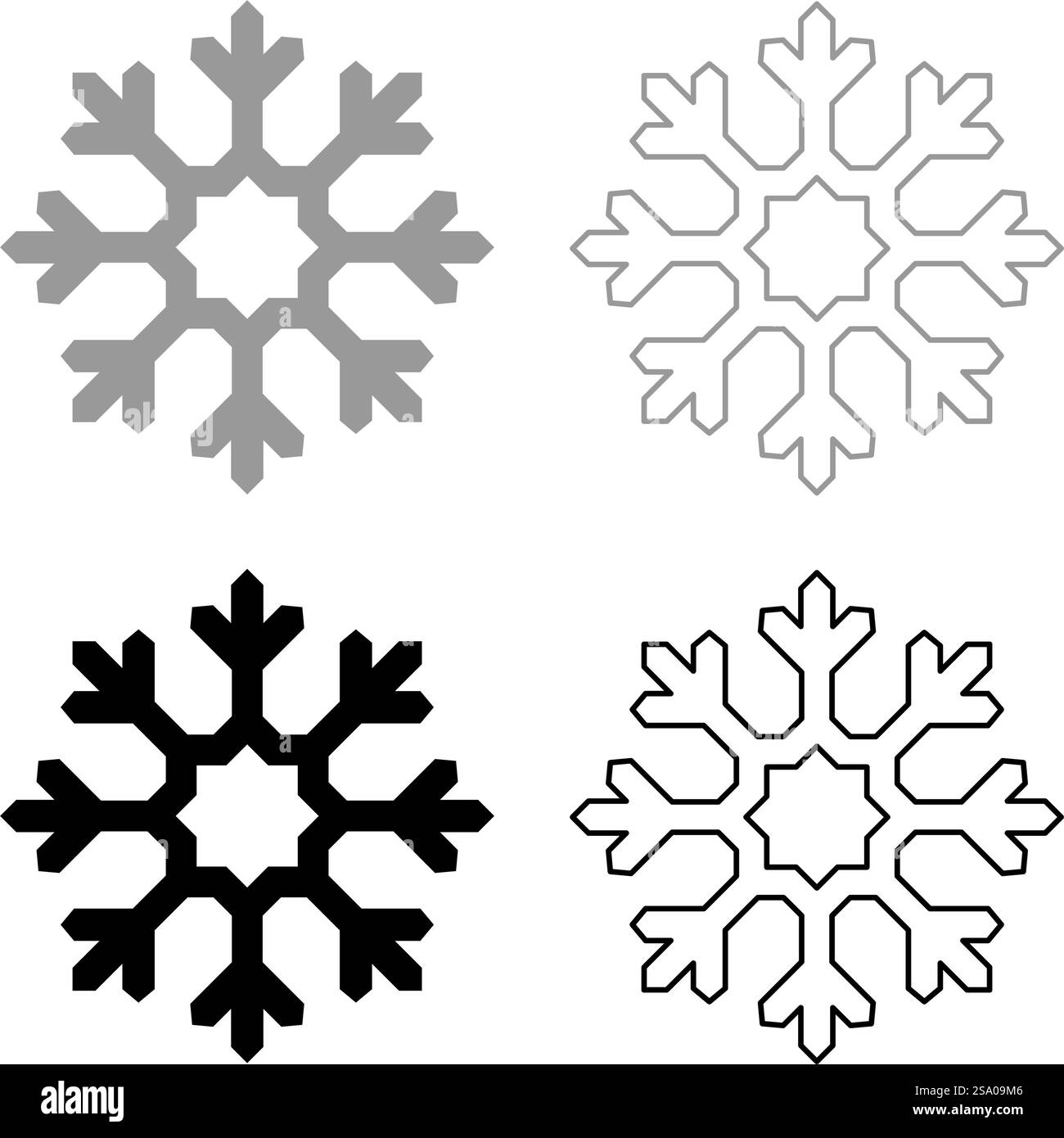 Snowflake set icon grey black color vector illustration image simple ...