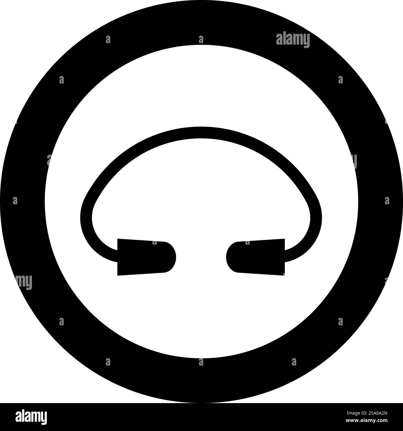 Earplug ear plug protection device icon in circle round black color vector illustration image solid outline style simple. Earplug ear plug protection device icon in circle round black color vector illustration image solid outline style Stock Vector