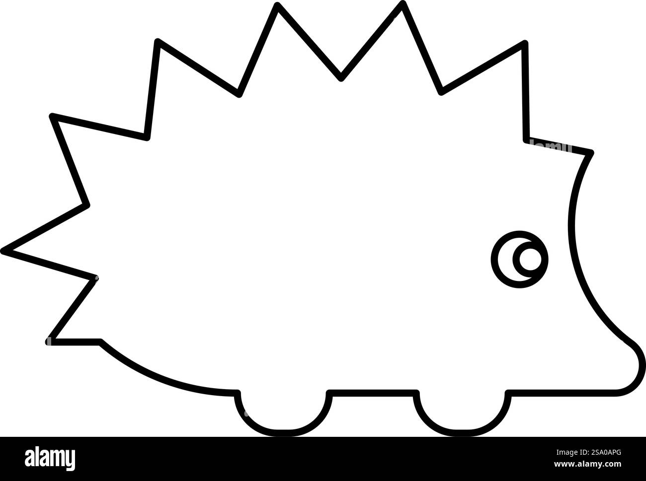 Cute hedgehog contour outline line icon black color vector illustration ...