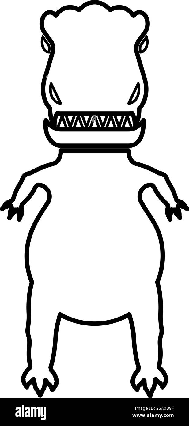 Evil dinosaur contour outline line icon black color vector illustration image thin flat style simple. Evil dinosaur contour outline line icon black color vector illustration image thin flat style Stock Vector