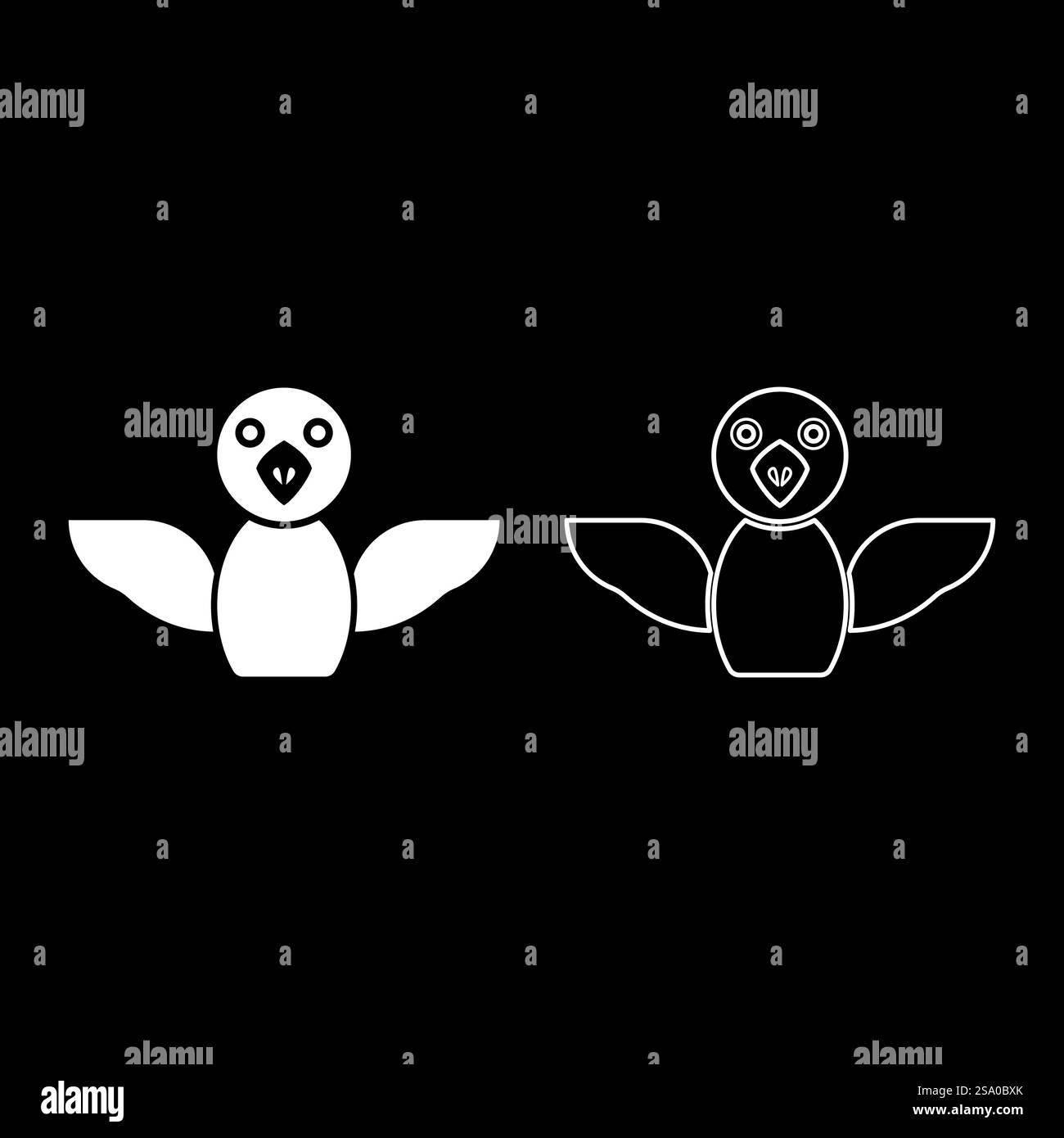 Bird set icon white color vector illustration image simple solid fill ...