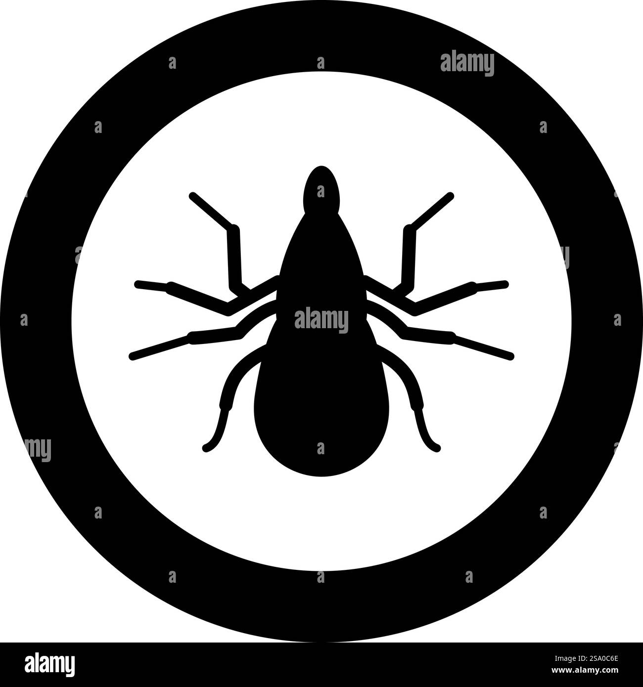 Tick mite icon in circle round black color vector illustration image ...