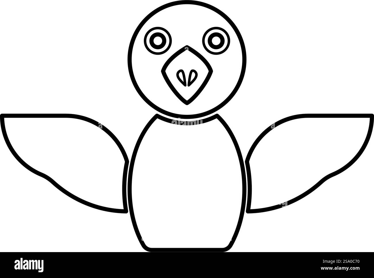 Bird contour outline line icon black color vector illustration image ...