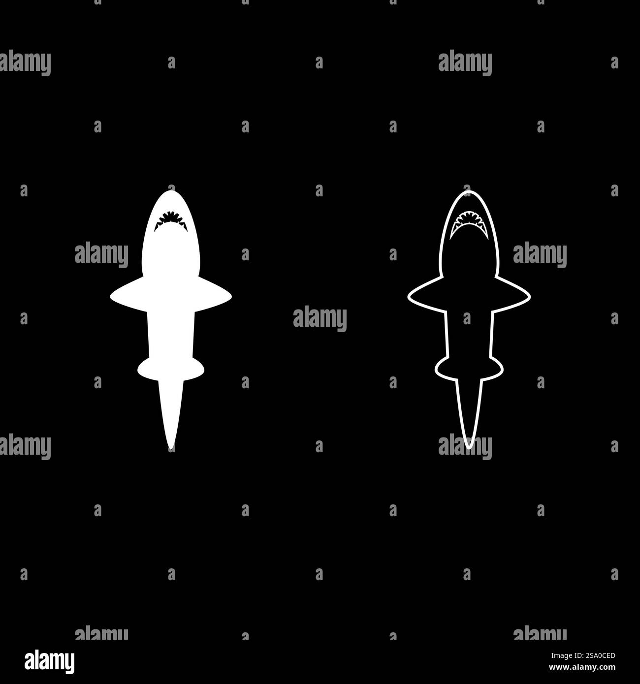 Shark set icon white color vector illustration image simple solid fill ...