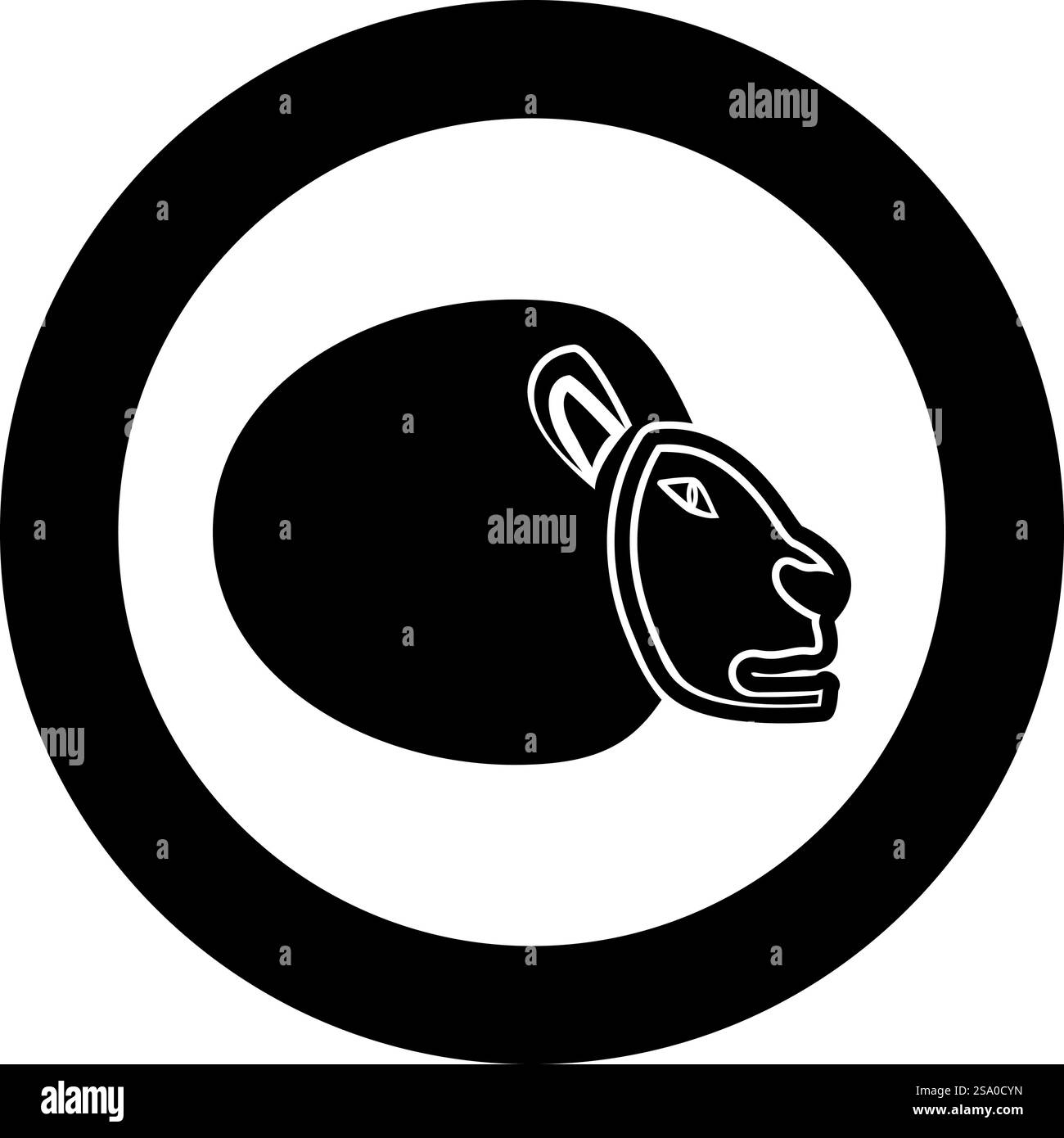 Lion icon in circle round black color vector illustration image solid ...